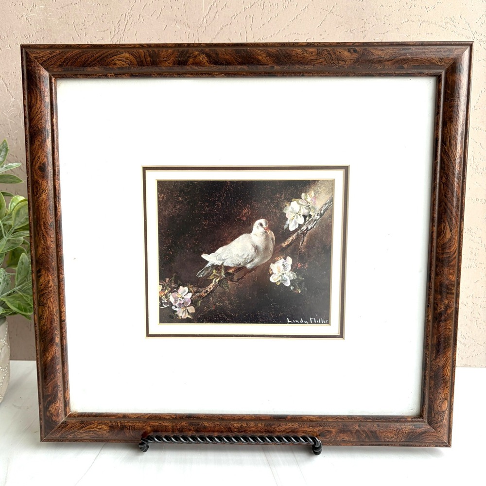Linda Miller Testament Original Oil on Linen White Dove Bird Painting 1990 Art